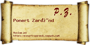 Ponert Zaránd névjegykártya